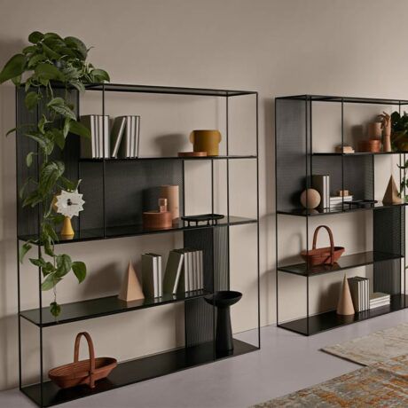 Modernes Bücherregal - Sarabi - MEME DESIGN - für Büro / Glas / pulverbeschichteter Stahl