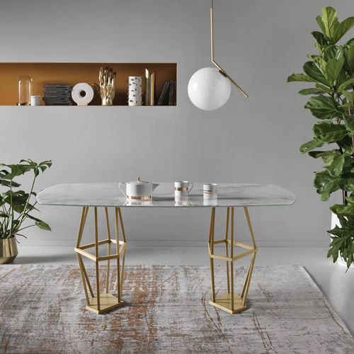 Moderner Tisch - Tolomeo - MEME DESIGN - Marmor / Gestell aus Stahl / rechteckig