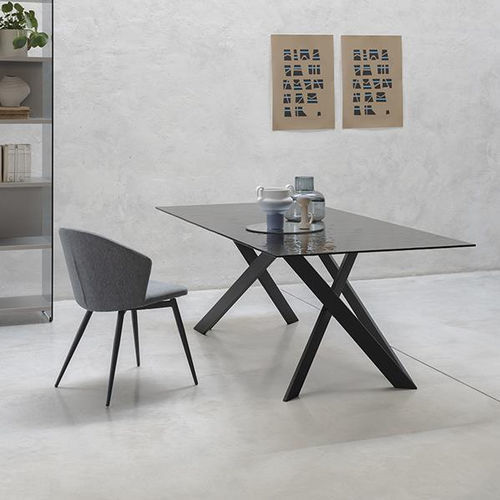 Moderner Tisch - VERTIGO - pezzani home collection - Glas / Marmor / Gestell aus Stahl