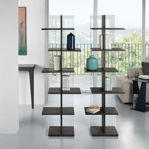 Modernes Bücherregal - STEP - pezzani home collection - Glas / Stahl / verglast
