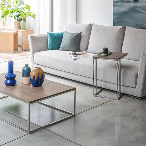 Moderner Beistelltisch - LAMINA - pezzani home collection - Laminat / Gestell aus rostfreiem Edelstahl / kreisförmig