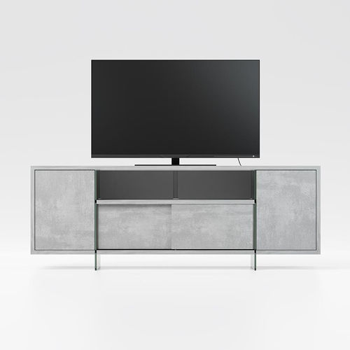 Modernes Fernsehmöbel - MOVIE - pezzani home collection - mit integriertem Stauraum / Glas / Aluminium