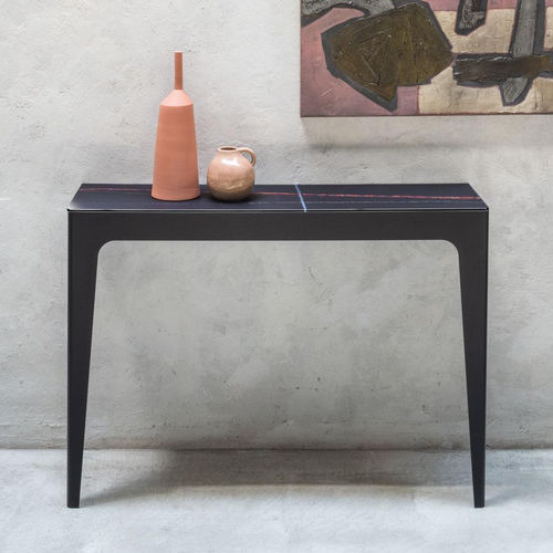 Moderner Konsolentisch - BRIDGE - pezzani home collection - Hartglas / Gestell aus Stahlblech / rechteckig