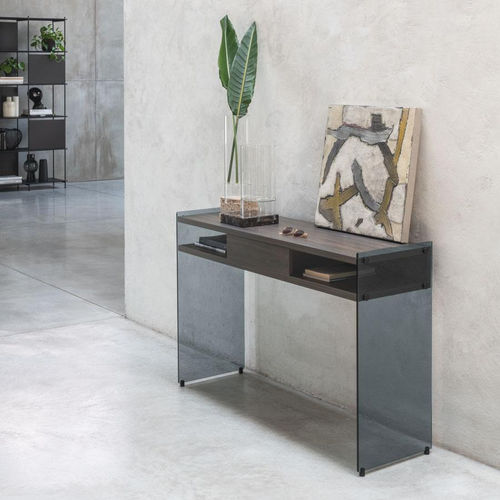 Moderner Konsolentisch - MAYA  - pezzani home collection - Laminat / Gestell aus Glas / rechteckig