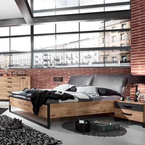 Doppelbett - DETROIT - WIMEX modern furniture - modern / gepolstertes Kopfteil / mit Kopfteil aus Leder