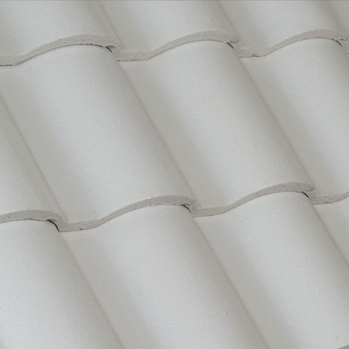 Verfalzt-Dachziegel - SANIBEL : POLAR - Crown Roof Tiles - Beton / Großformat / weiß