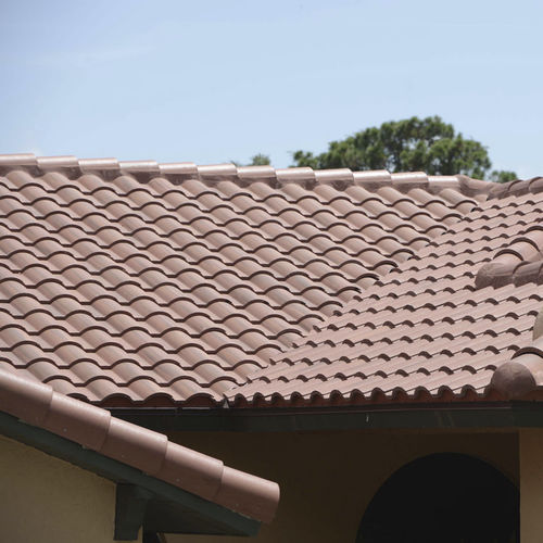 Verfalzt-Dachziegel - SANIBEL : INDIAN  - Crown Roof Tiles - Beton / Großformat / rot