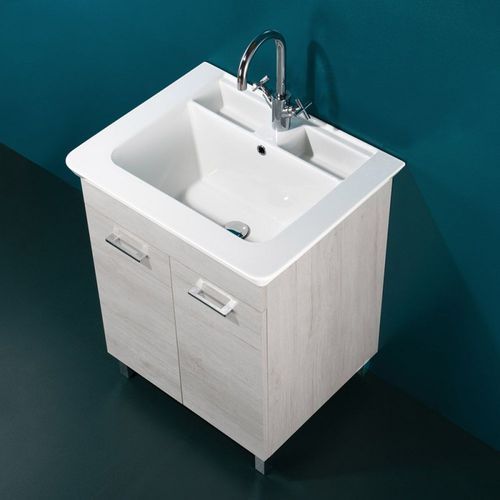 Freistehender Waschtisch-Unterschrank - DEEP-50 - LMC srl - Keramik / modern / mit integriertem Hochschrank