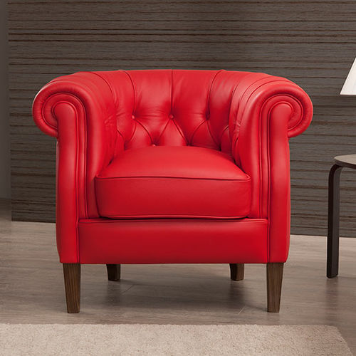 Chesterfield-Sessel - DIANA - egoitaliano - Leder / weiß / rot
