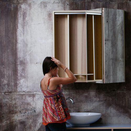 Badezimmer-Schrank / mit Spiegel - M1500 - MINT Furniture - modern / für Privatgebrauch / Eiche