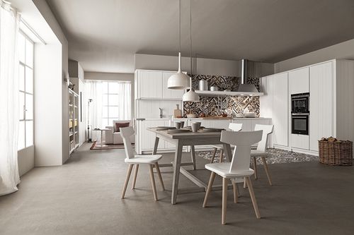 Moderne Küche - MAESTRALE M04 - Scandola - Holz / L-förmig / mit integriertem Griff