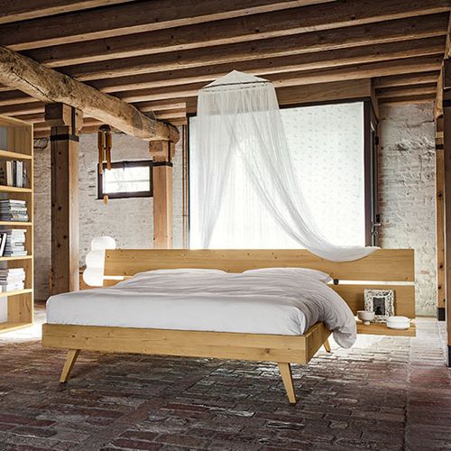 Doppelbett - MAESTRALE M07 - Scandola - modern / Kopfteil / mit Nachttisch