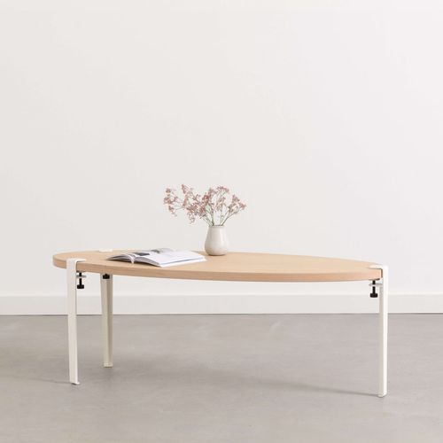 Couchtisch / originelles Design - SURF  - TIPTOE - Eiche / Gestell aus heißlackiertem Stahl / elliptisch