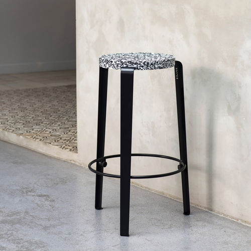 Moderner Barhocker - MI LOU MACCHIATO - TIPTOE - Kunststoff / aus recyceltem Material / Gestell aus pulverbeschichtetem Stahl