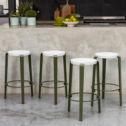 Moderner Barhocker - MI LOU VENEZIA - TIPTOE - Kunststoff / aus recyceltem Material / Gestell aus pulverbeschichtetem Stahl