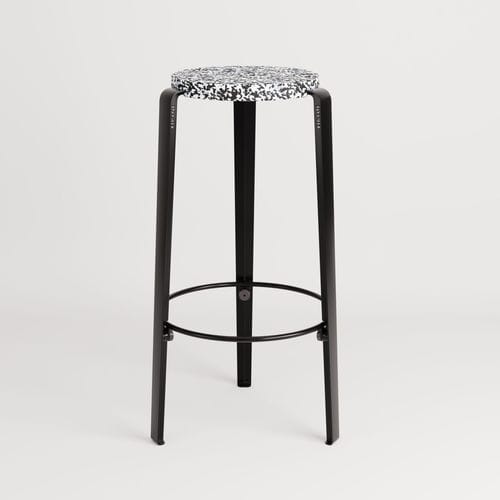 Moderner Barhocker - BIG LOU MACCHIATO - TIPTOE - Kunststoff / aus recyceltem Material / Gestell aus pulverbeschichtetem Stahl