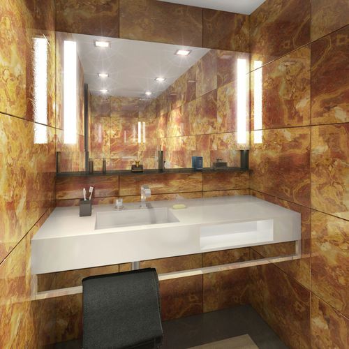 Wandmontierter Spiegel für Badezimmer - AMOS DESIGN - für Hotelzimmer / modern / rechteckig