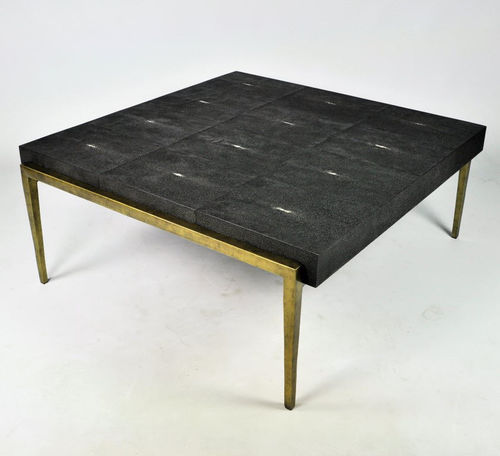 Moderner Couchtisch - TB COF METEOR - GINGER BROWN - Haifischleder / Gestell aus Metall / rechteckig
