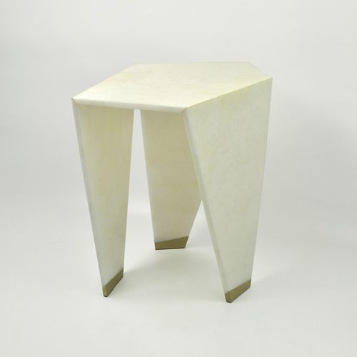 Moderner Beistelltisch - TB HEXA CRS/BR - GINGER BROWN - Kristall / Gestell aus Messing / Gestell aus Kristall