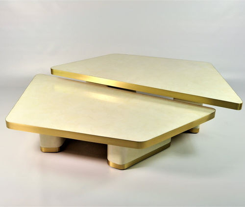 Moderner Couchtisch - TB COF VELA - GINGER BROWN - Kristall / gebürstetes Messing / Pergamentpapier