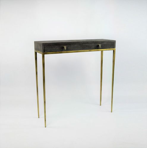 Moderner Konsolentisch - CS419 ST/BR - GINGER BROWN - Haifischleder / Gestell aus Metall / rechteckig
