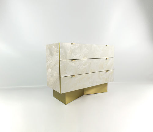 Moderne Kommode - CH APODIS KBB - GINGER BROWN - gebürstetes Messing / Schalen / maßgefertigt