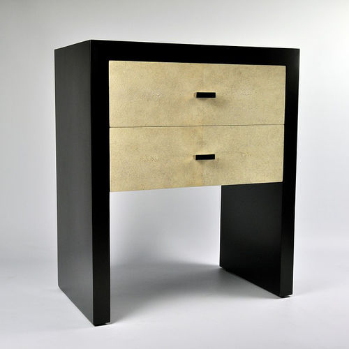 Moderner Nachttisch - PARCH BDC 2T - GINGER BROWN - Haifischleder / Pergamentpapier / rechteckig