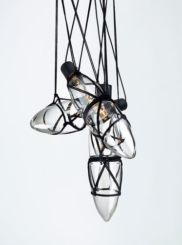 Hängelampe - SHIBARI 3 - BOMMA - Glas / Kordel / modern