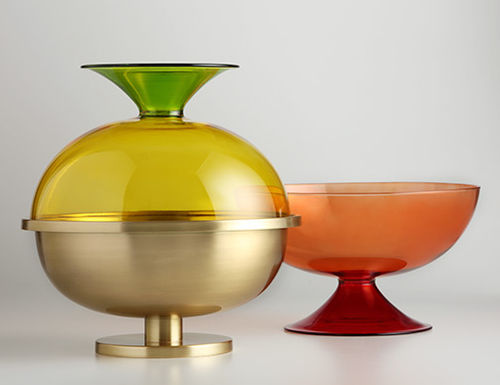 Keramikschale - CUPPONE - PAOLA C - geblasenes Glas / Messing
