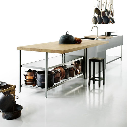 Outdoor-Küche - OPEN - Boffi - modern / Iroko / Glas