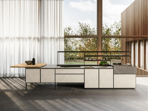 Moderne Küche - SALINAS - Boffi - Massivholz / Nussbaum / Glas