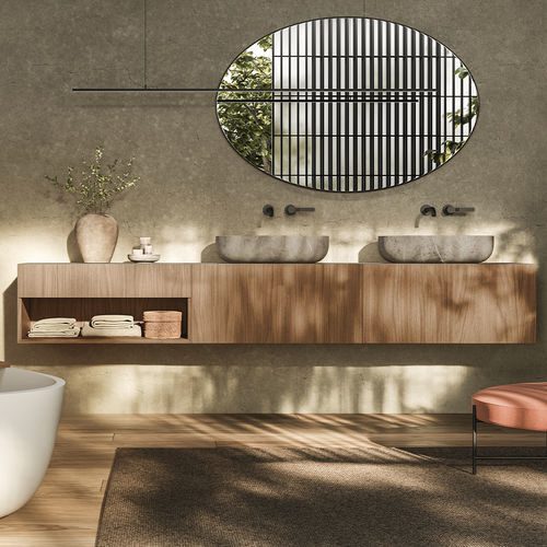 Modernes Badezimmer - I FIUMI ST - Boffi - Holz / Marmor / Corian®