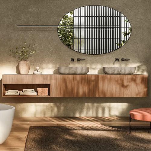 Wandmontierter Spiegel für Badezimmer - LOTUS - Boffi - modern / rund / oval