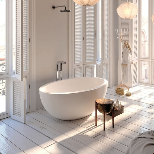 Ovale Badewanne - MARDAN 1760 - Lusso Stone - freistehend / Verbundwerkstoff / Mineralguss