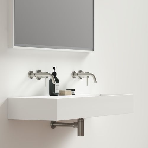 Wand-Waschbecken - THINN - Lusso Stone - Kalkstein / Mineralguss / doppelt