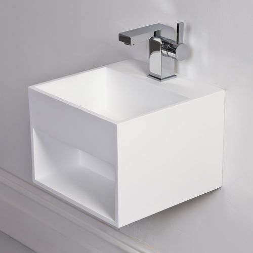 Wand-Waschbecken - ETHOS MINI - Lusso Stone - Mineralguss / mit Ablage / quadratisch