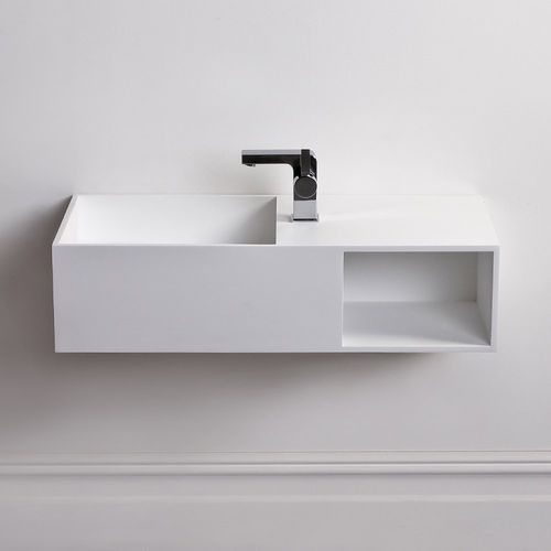 Wand-Waschbecken - CUBIX - Lusso Stone - rechteckig / aus Mineralguss