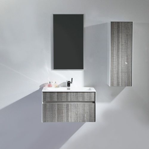 Wandhängender Waschtisch-Unterschrank - MIRAGE - Lusso Stone - Mineralguss / Esche / modern