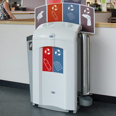 Park-Abfallbehälter - NEXUS® 100 DUO RECYCLING STATION - Glasdon Group Limited - System / Recyclingkunststoff / mit Deckel