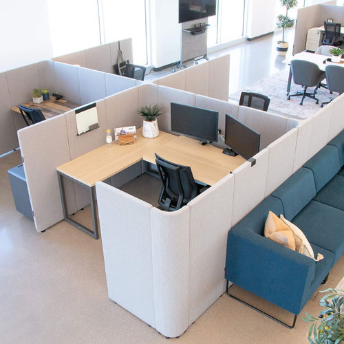 Bodenstehende Bürotrennwand - QUICKFLEX CUBES™ - VARIDESK - Filz / modulierbar / Schutz