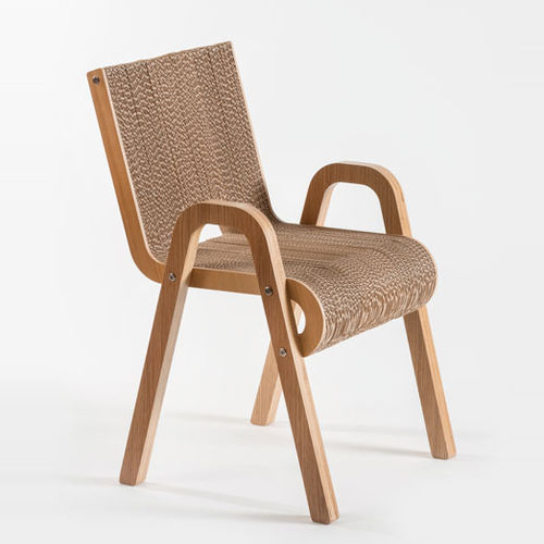 Stuhl / originelles Design - LESS - Lessmore - für den Innenraum / Karton / Gestell aus Eiche