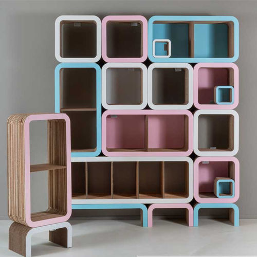 Modulregal - MORETTO - Lessmore - originelles Design / Karton / weiß
