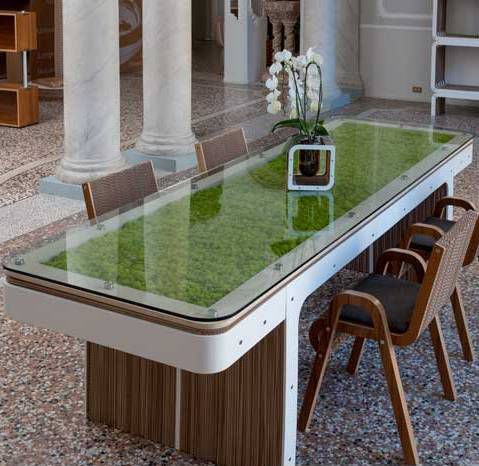 Designtisch / originell - DÉJEUNER - Lessmore - Glas / Karton / Gestell aus Holz