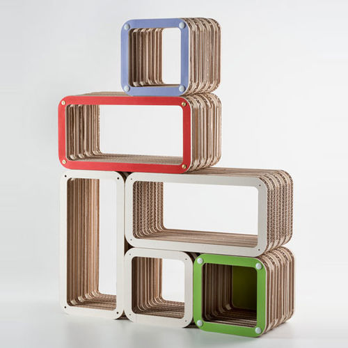 Modulregal - MINIMORE - Lessmore - originelles Design / Karton / weiß