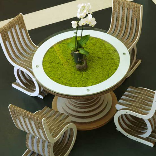Designtisch / originell - CLESSIDRA - LICHENS - Lessmore - Glas / Gestell aus Holz / Gestell aus Karton