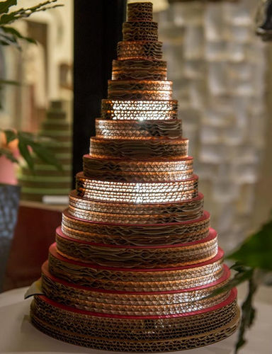 Karton-Skulptur - CHRISTMAS TREE WITH LIGHTS - Lessmore - bodenstehend