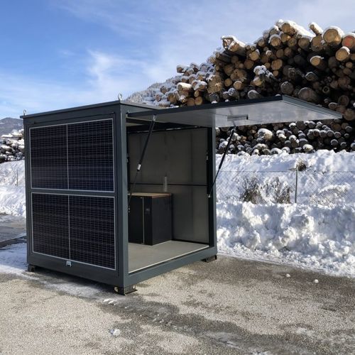 Solarbetriebener Kiosk - CUBOX ECO - HBT Energietechnik e.U. - für gewerbliche Nutzung / Information / Gastronomie