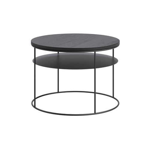 Couchtisch / minimalistisches Design - AMSTERDAM ∅ 60 CM - take me HOME. - Holzfurnier / pulverbeschichteter Stahl / Eiche