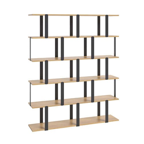 Bücherregal / minimalistisches Design - INTELIGO SIX EBENEN - take me HOME. - für Büro / pulverbeschichteter Stahl / Holzfurnier