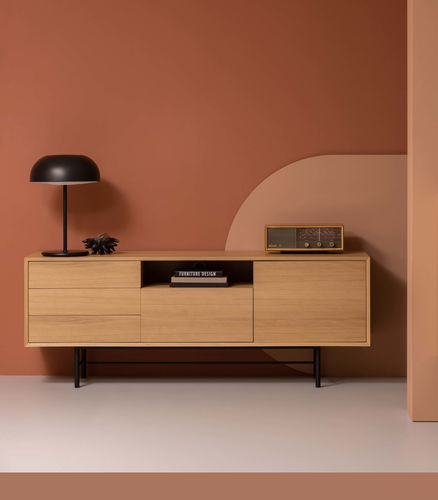 Modernes Sideboard - AURORA - take me HOME. - Holzfurnier / pulverbeschichteter Stahl / Eiche